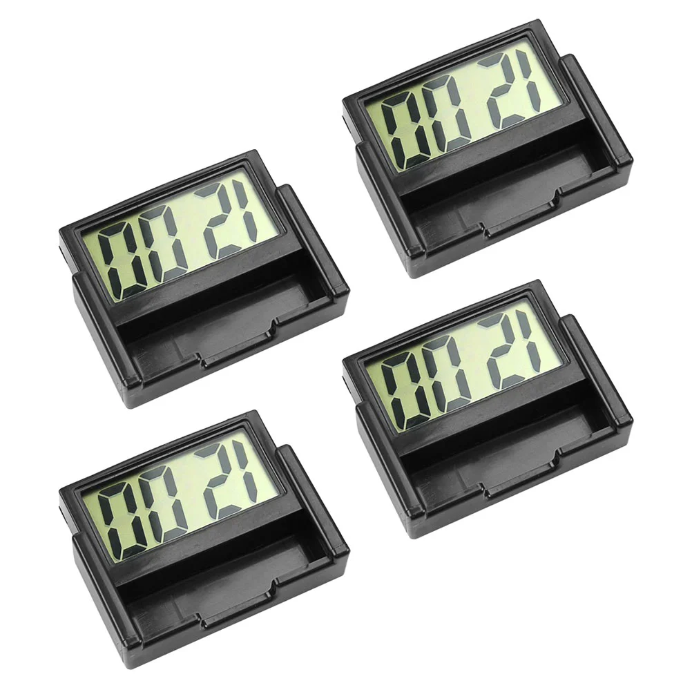 

4 Pcs Clocks Car Dashboard Time Vehicle Adhesive Clock Desktop Clock Auto Dashboard Time Digital Alarm Clock
