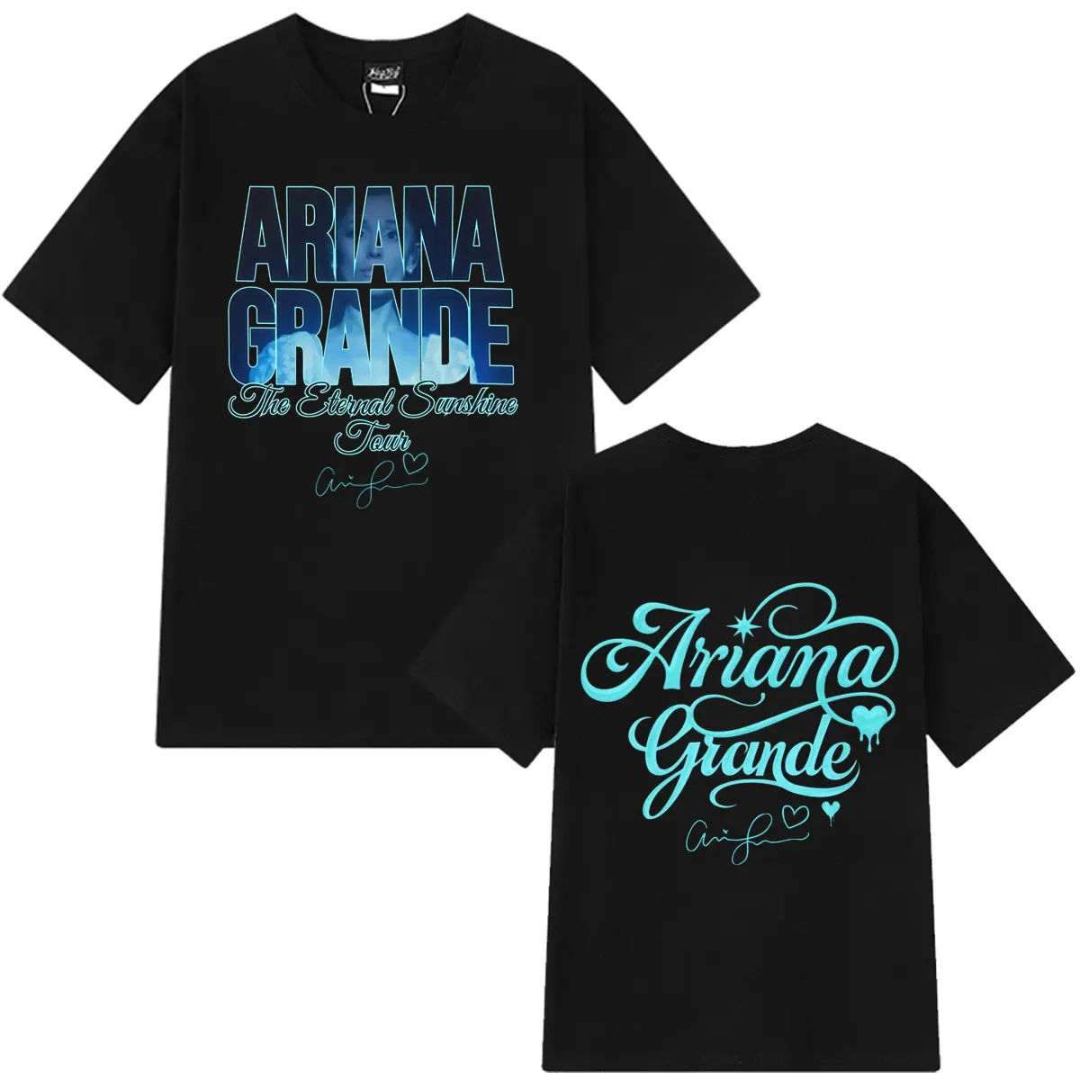 Фото Футболки с принтом Ariana Grande Eternal Sunshine Tour 2026 для мужчин и женщин, винтажные футболки с короткими рукавами, свободные повседневные хлопковые футболки №1