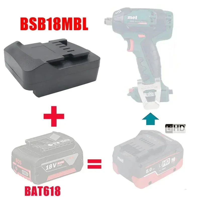 Фото DW18MTB MWB18MBL BSB18MBL Адаптер аккумулятора для литиевых батарей Dewalt/Milwaukee/Bosch 18 В/20 В для аккумуляторных инструментов Metabo 18 В №4