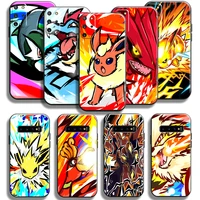 japan anime pokemon pikachu phone case for samsung galaxy s22 s21 s20 s10 10e s9 plus s22 s21 s20 ultra fe 5g black coque