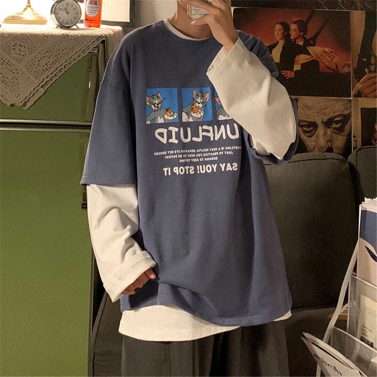 

Футболка мужская демисезонная в стиле хип-хоп, с длинным рукавом