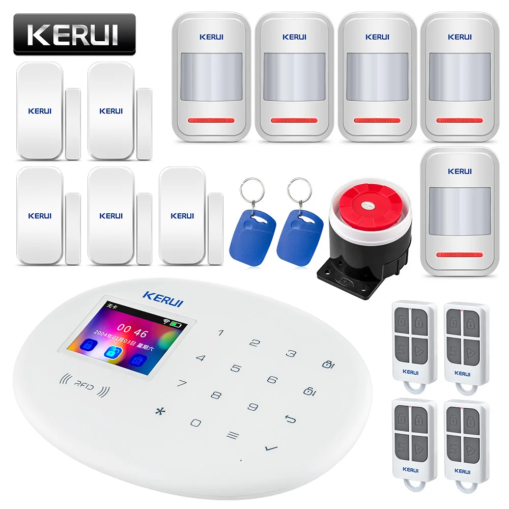KERUI W20 WIFI GSM 4G sistema di allarme sicurezza domestica Wireless Tuya Smart APP pannello di controllo PIR rilevatore di movimento Kit di allarme sensore porta