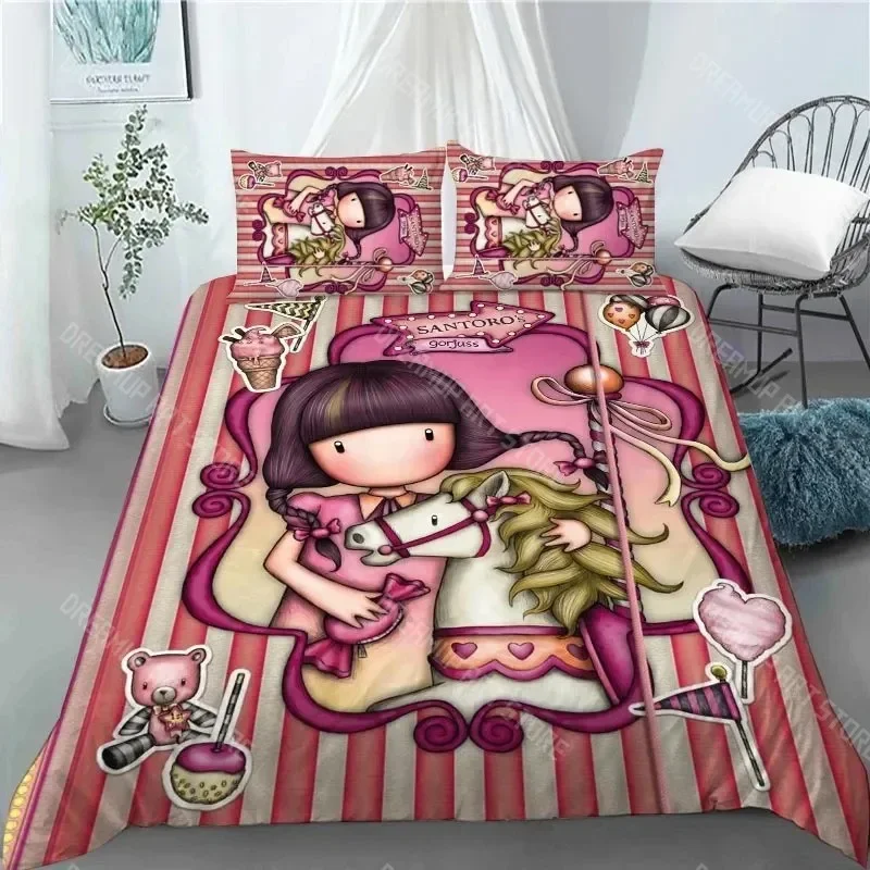 3D принт Santoro Gorjuss пододеяльник полный Queen King Size аниме красивая девушка комплект