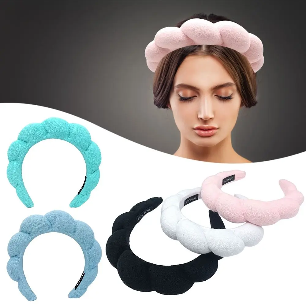 

Spa Headband Makeup Headband for Washing Face Solid Sponge Headbands Braided No-slip Hairband for Girls Ladies Twist Hair Hoop