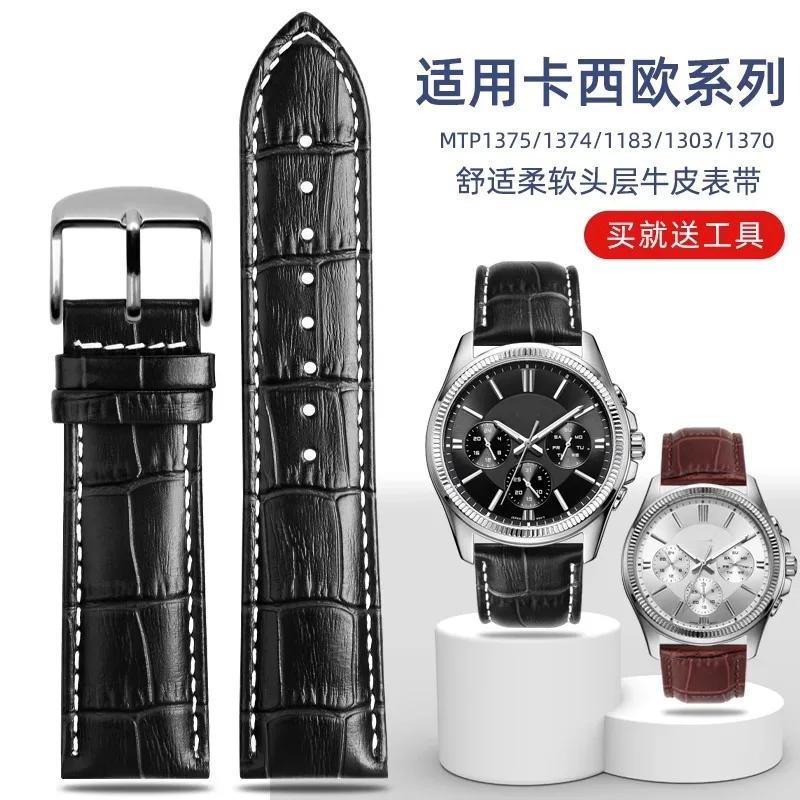 Фото Для Casio MTP1375 MTP1374 MTP1183 MTP1303 1370 MDV106 MDV-106 MDV107 ремешок в виде рыбы-меч из воловьей кожи мужской ремешок для часов 20 мм 22 мм №1