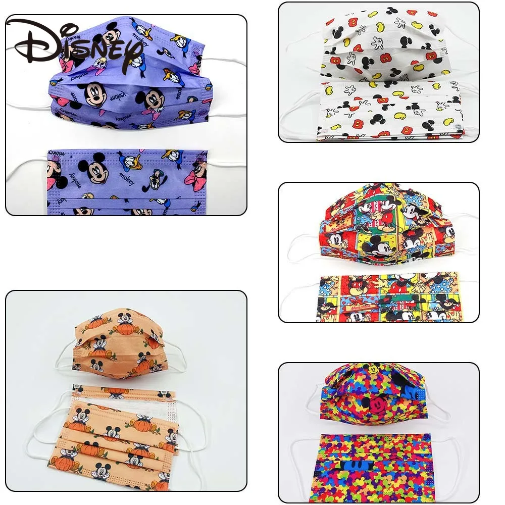

50 Disney Halloween Printed disposable children's Masks Children's Fashion adult Cartoon Mickey Filter Protection Animation Mask