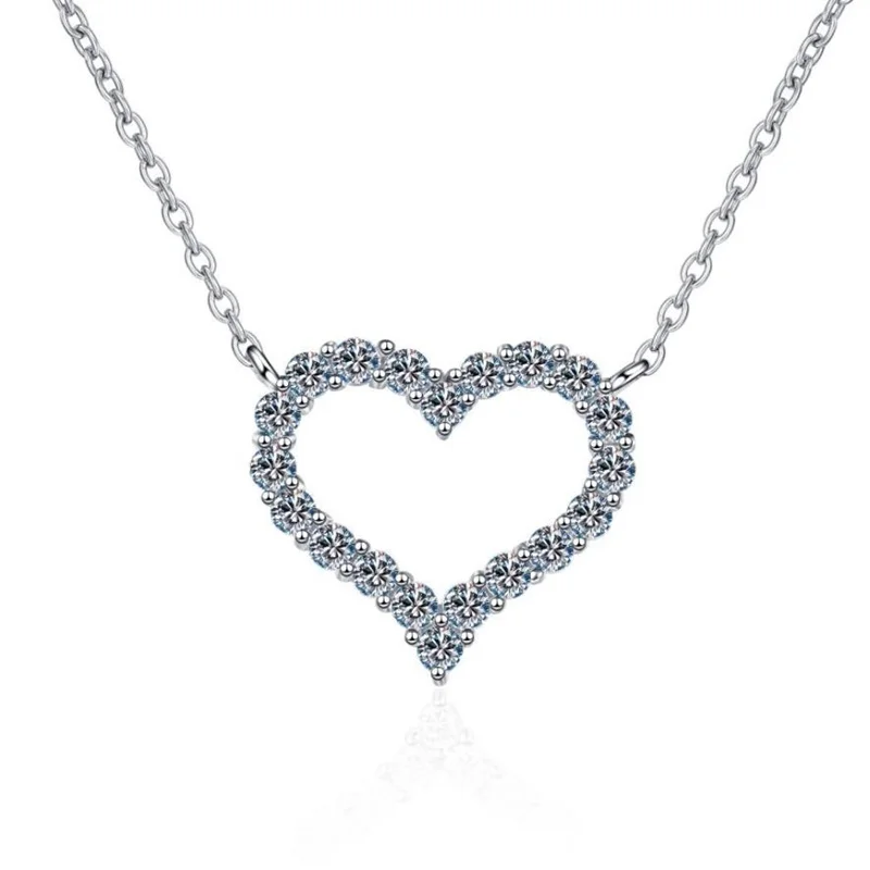 wz007 Lefei Fashion Trend Luxury Classic High Quality Moissanite Heart Necklace For Gril Women 925 Sterling Silver Party Jewelry