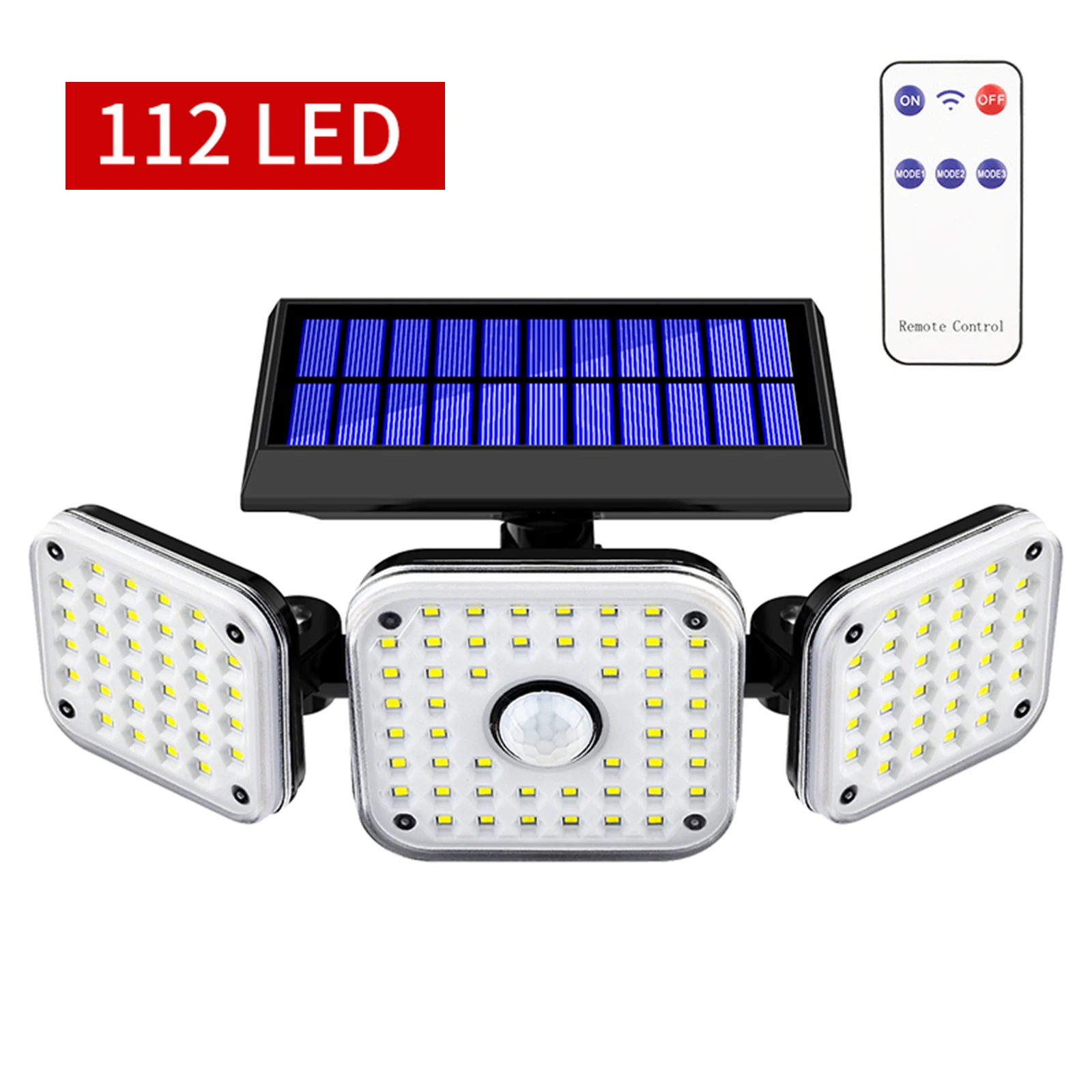 

112LED 3 Heads Solar Lights Outdoor with Motion Sensor Solar Security Lights 270° Wide Angle Illumination IP65 Waterproof Porch