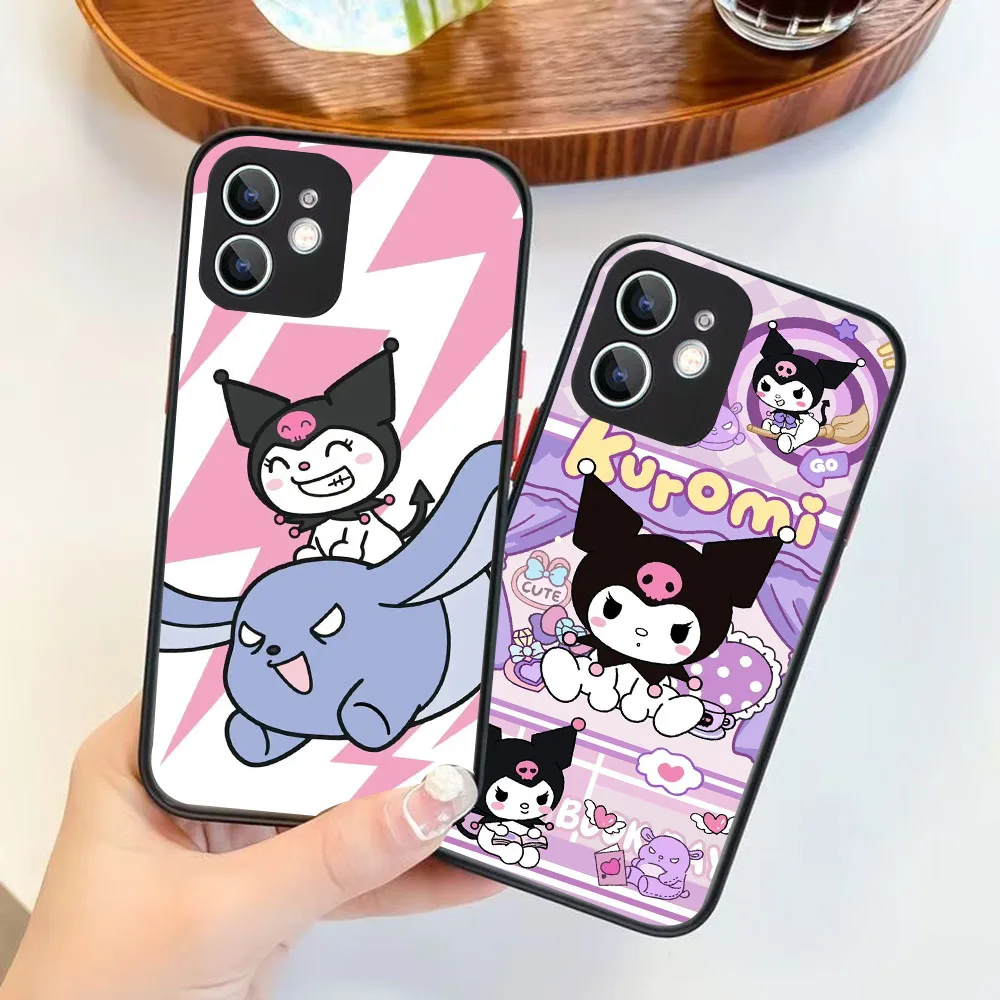 WBA-18 Sanrio-Kuromi Black Silicone Case For OPPO A3 5 9 15 16 17 38 40 52 53 54 57