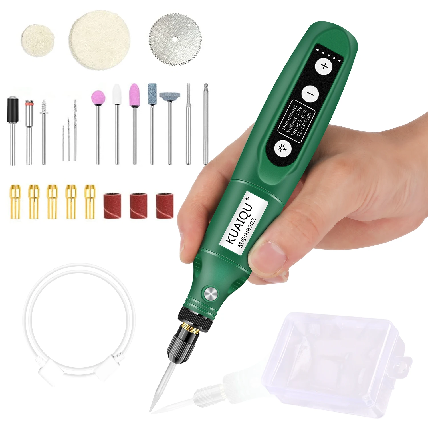 

HB-202 Variable Speed Mini Grinder Set USB Charging Electric Drill Engraving Pen Rotary Tool for Polishing Carving Sanding