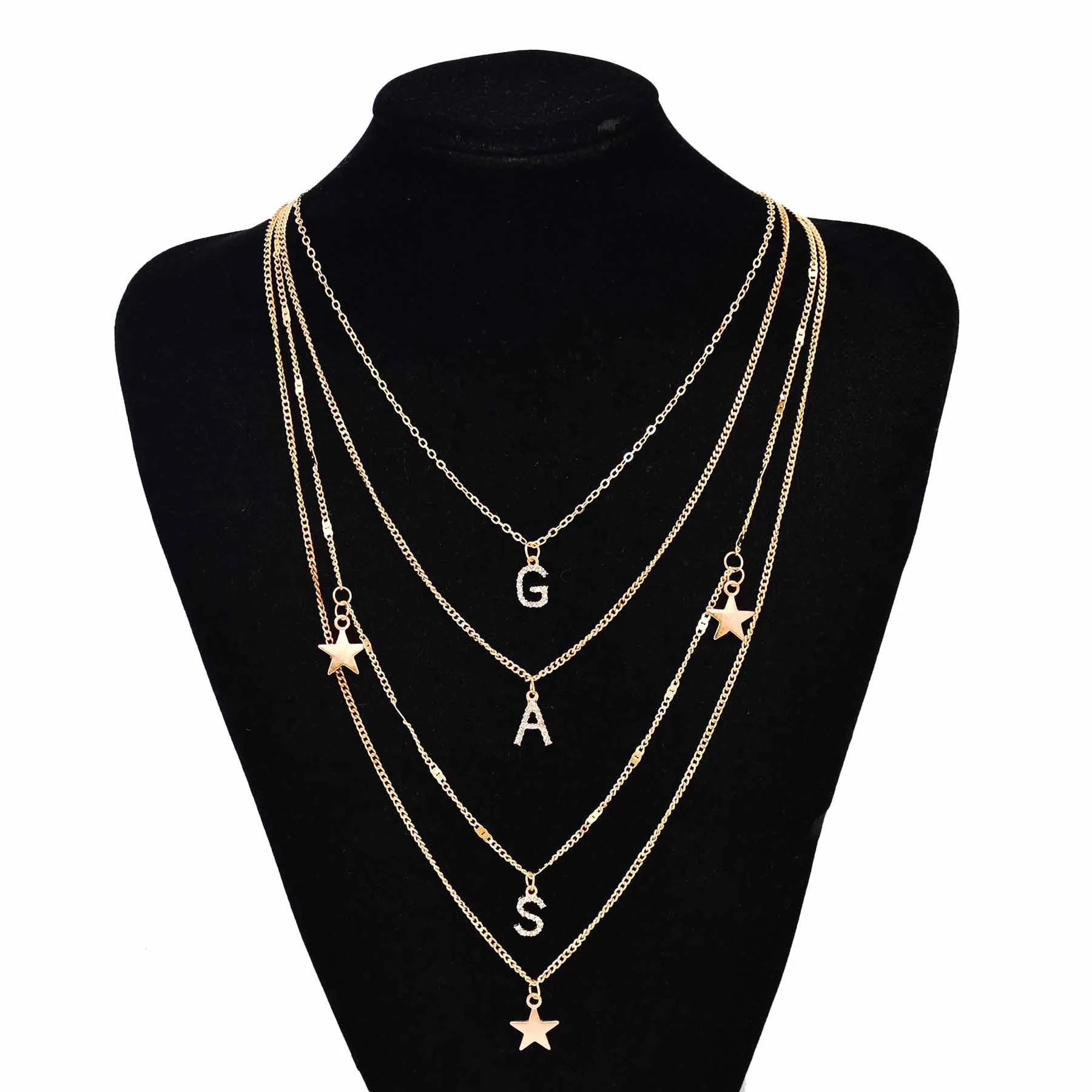 

Letter Women's Necklace South Korea Multi Layer Rhinestone Star Punk Necklace Necklace Jewelry Suitable for Women's Party Gifts