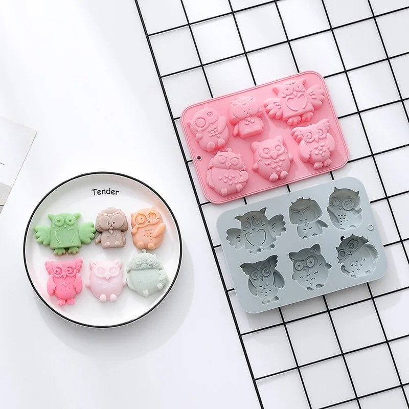 

Creative Owl Shape Bakeware Silicone Mold Food-grade Material Chocolate Candy Handmade Soap Cake Baking Tools Mould