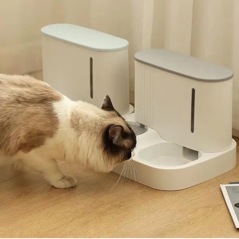 

Cat Feeding Bowl Automatic Feeder Drinking Water Food Bowl Dog Water Dispenser Fountains Anti-overturning Double Bowl
