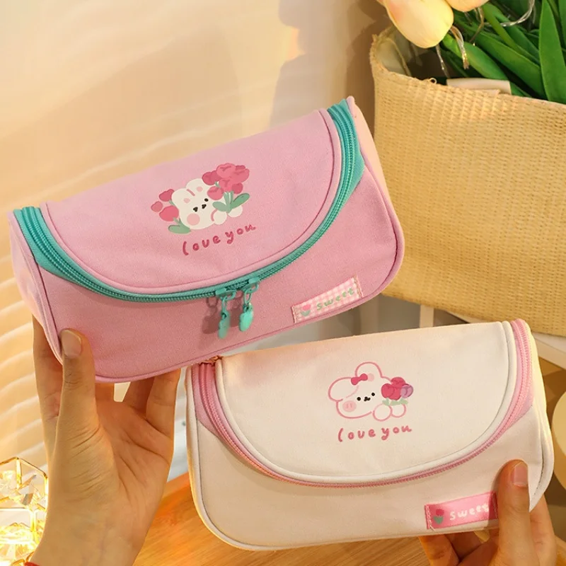 

Cute Rabbit Pen Case Ins Large Capacity Pencil Bag Girl Zipper Pencil Pouch Kids Kawaii Stationery Student School Supplis
