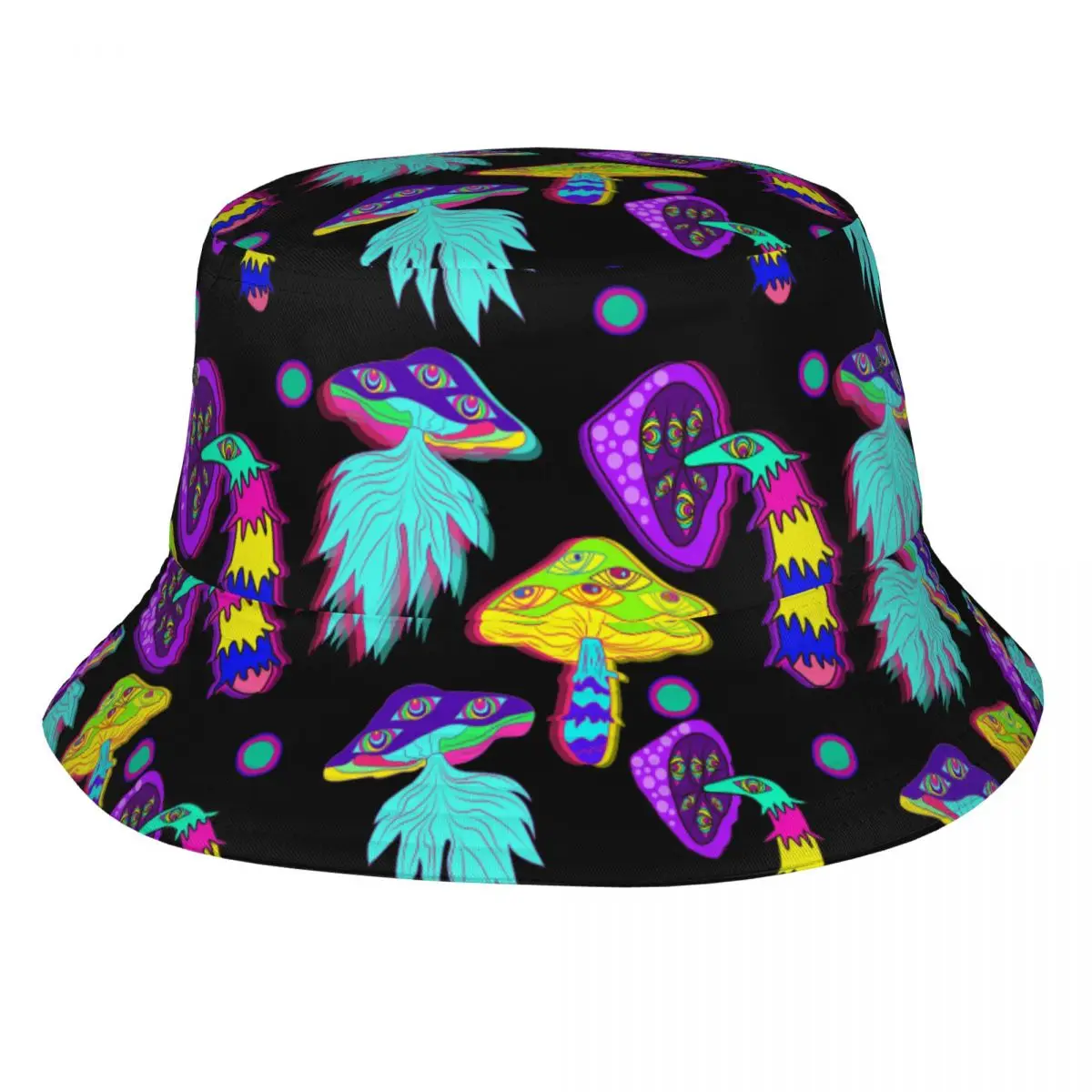 Волшебная психоделическая шляпа с грибами в стиле "рыбак" с широким отражающим козырьком для пляжа, путешествий и походов на солнце для мужчин и женщин.