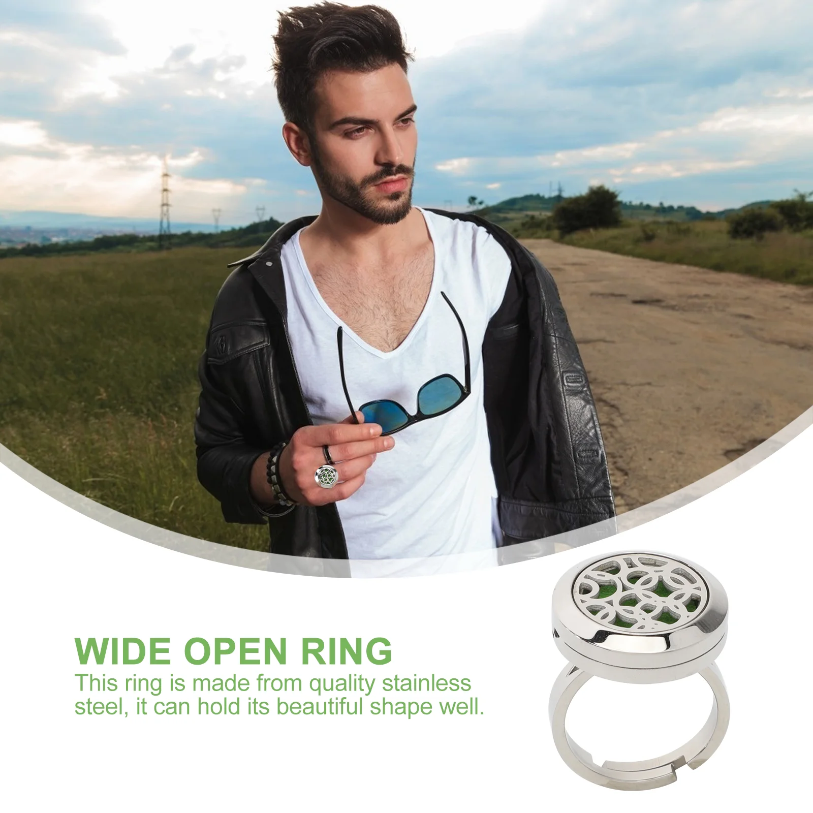 Полое кольцо с открытой манжетой унисекс диффузоры эфирное масло ароматерапия