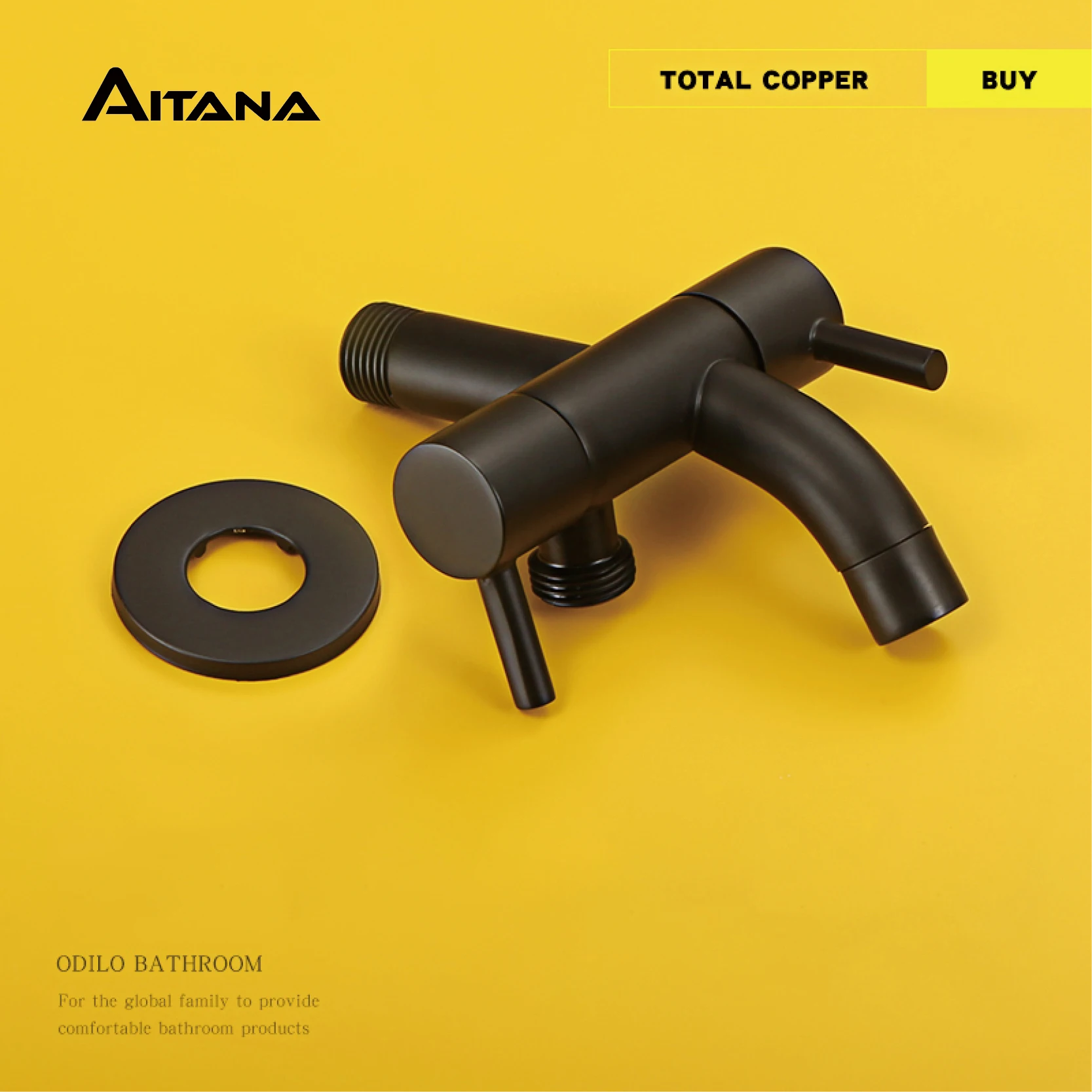 

Смеситель для раковины, медный кран с быстрым открыванием, с матовым гальваническим покрытием, выход «один в два», черный