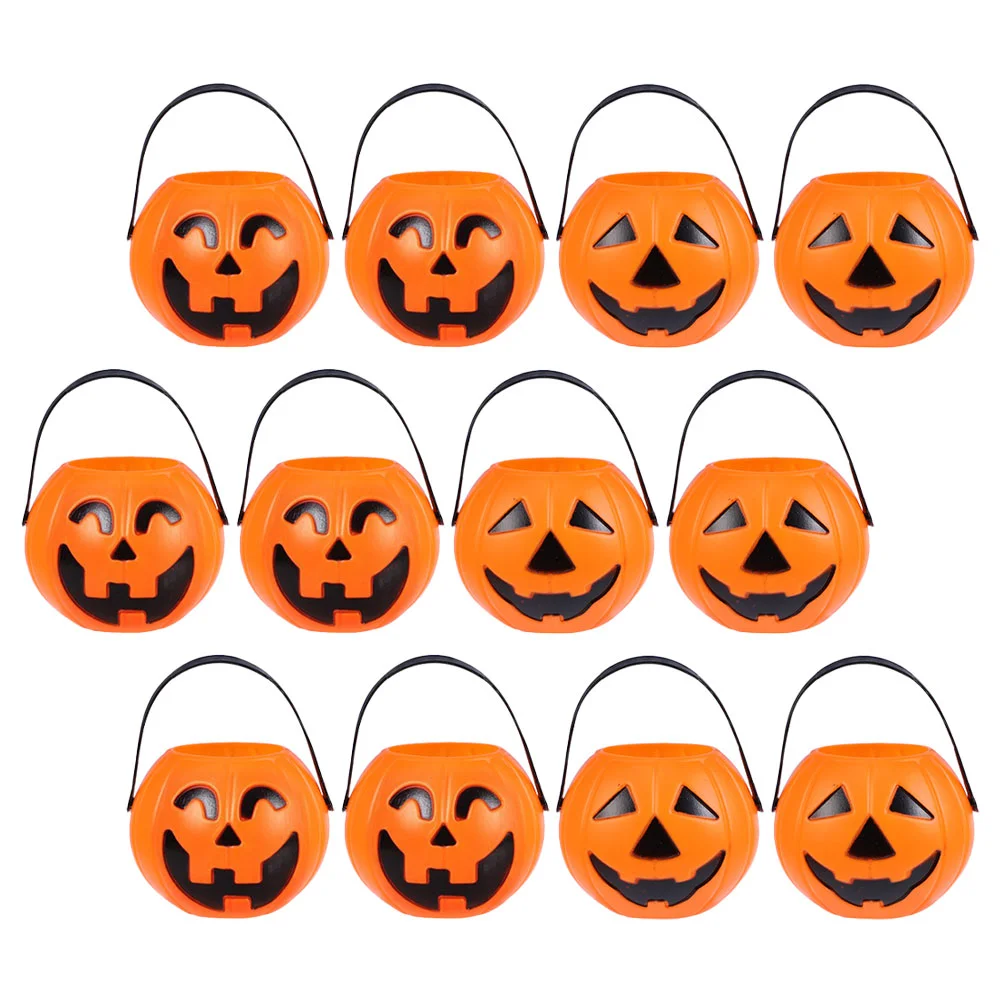 

12pcs Plastic Pumpkin Candy Bucket Candy Container Party Favor Halloween Festival Decoration Random Color/Style