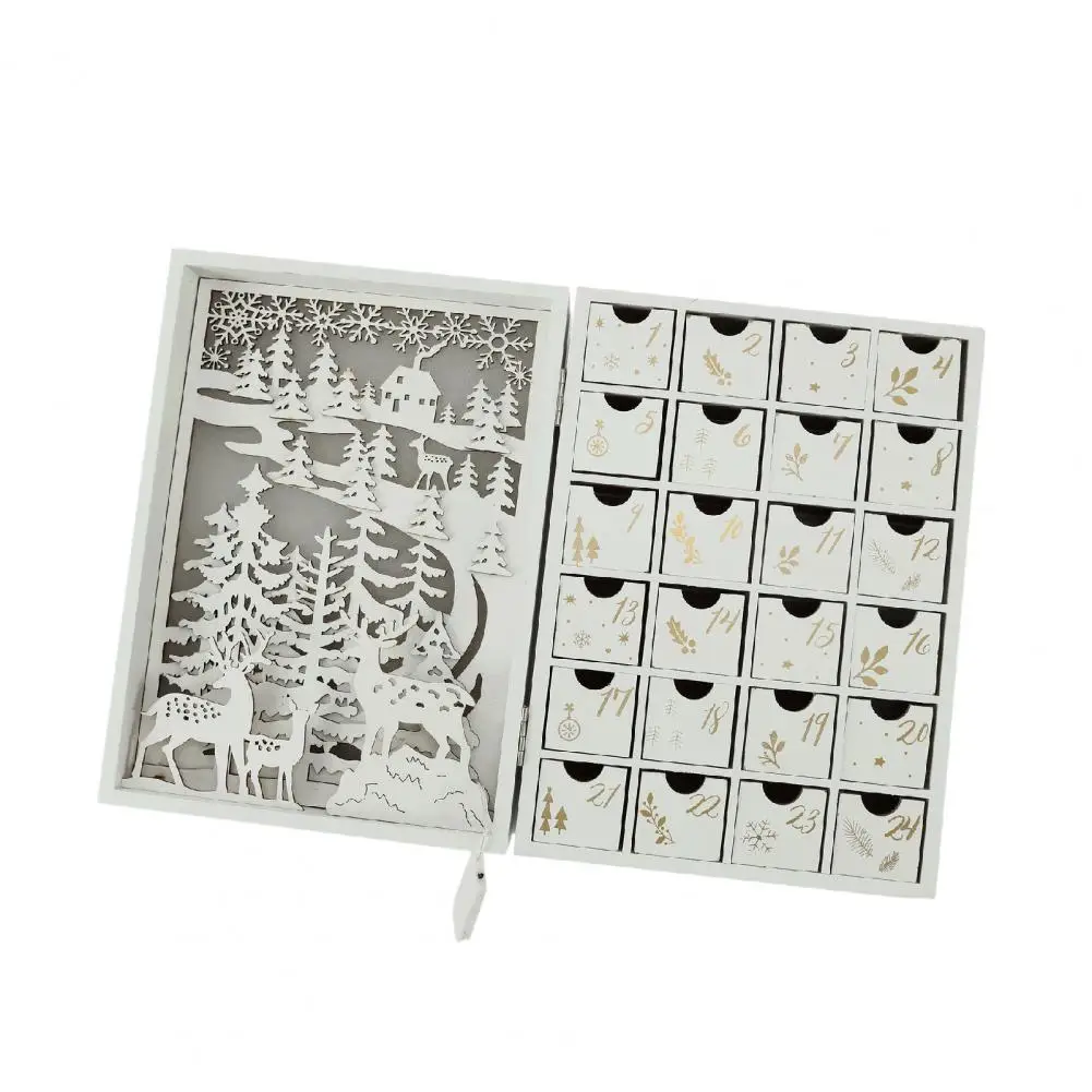 

Unique Christmas Desktop Calendar Reusable Calendar Decoration Fadeless Christmas Glowing Calendar with Drawer Scene Layout