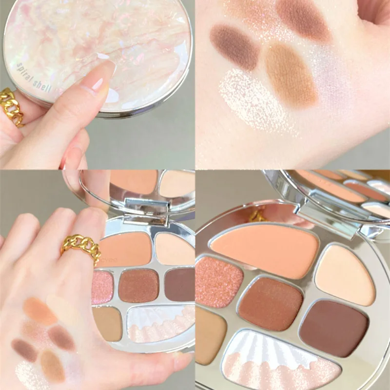 

Kawaii Shell Shape High Pigmented Glitter Matte Shimmer Portable Eyeshadow Long Lasting Waterproof Blendable 8 Color Cute Makeup