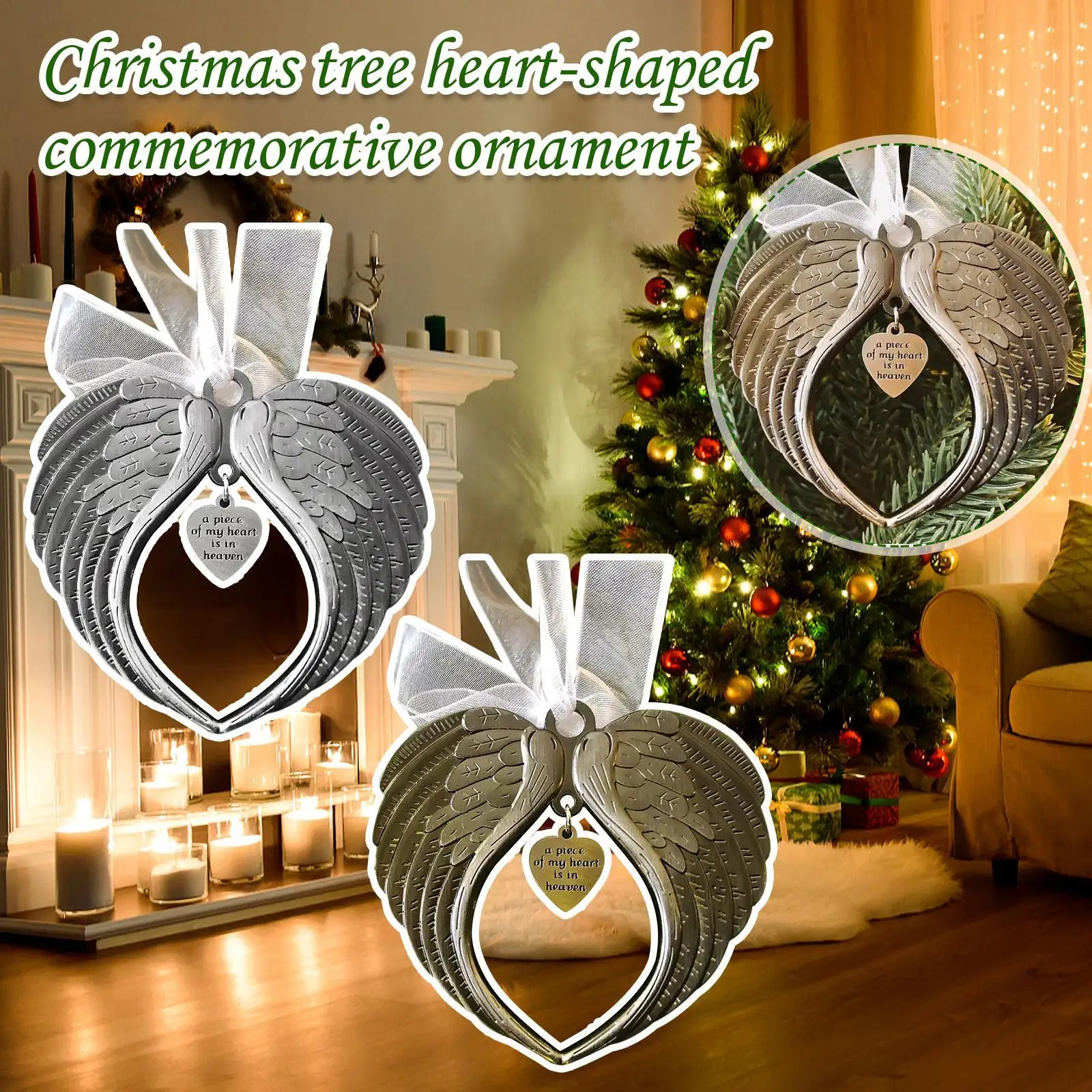 

New Angel Wing Ornament Stylish Pendant For Decoration A Piece Of My Heart Is In Heaven Christmas Memorial Pendants Xmas Tree