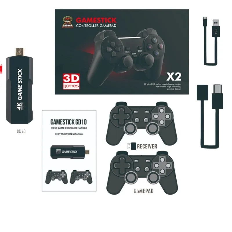 

For Game Stick X2 128G 10000 Games with Dual Controller For Portable Retro TV Game Consoles Retro Video Game
