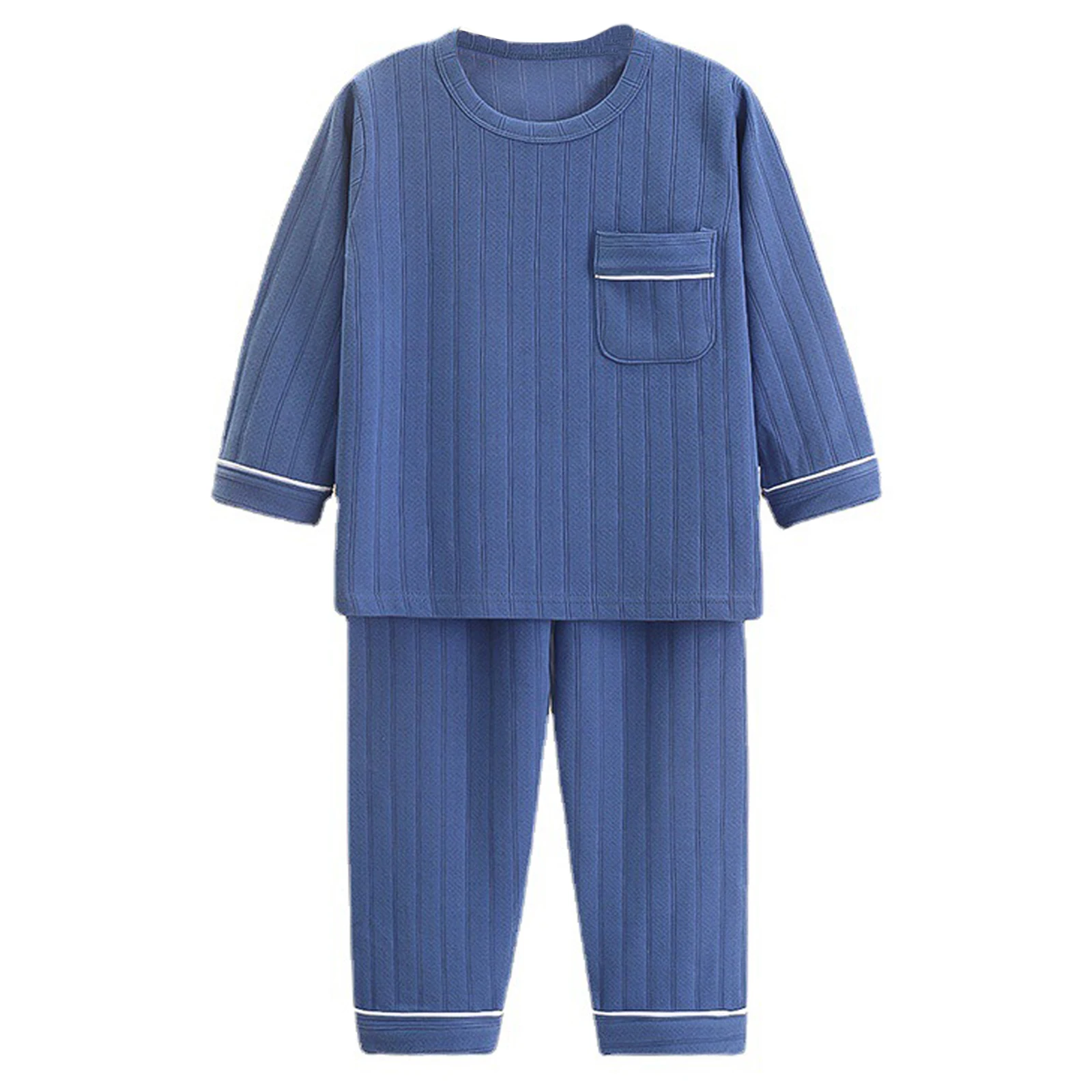 

Kids Boys Girls Pure Cotton Sleep Clothes Set Casual Wear Long Sleeve Round Neckline Top with Elastic Waistband Long Pants