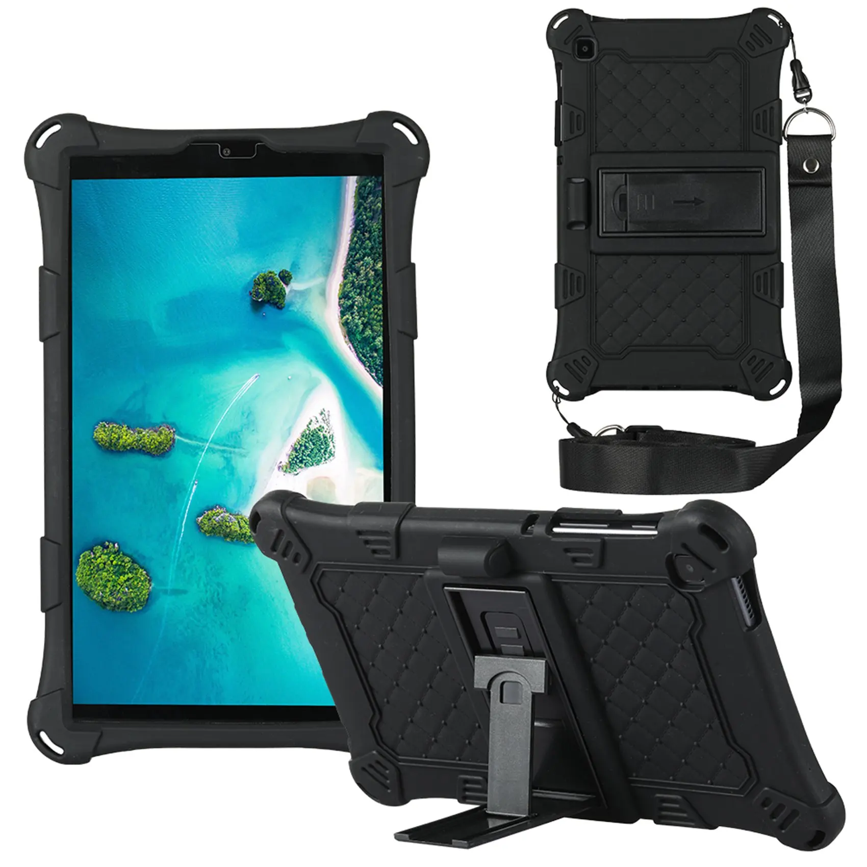 Силиконовый чехол для планшета Samsung Tab A7 Lite 8 7 дюйма 2021 T220 T225 черная Подставка с