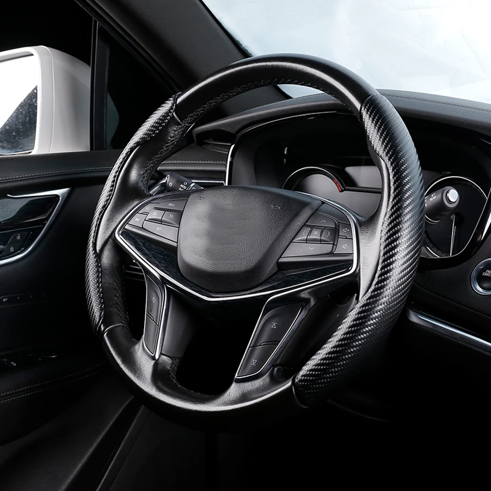 

Booster Car Steering Wheel Cover T Universal ABS Accessory Carbon Fiber Look Cover Left，right Brand New High Quality