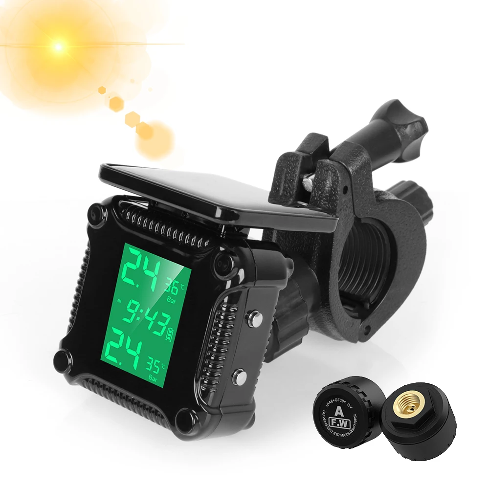 LEEPEE мотоцикл TPMS солнечная энергия и зарядка через USB Температурная сигнализация с 2 датчиками система мониторинга давления в шинах водонепроницаемая
