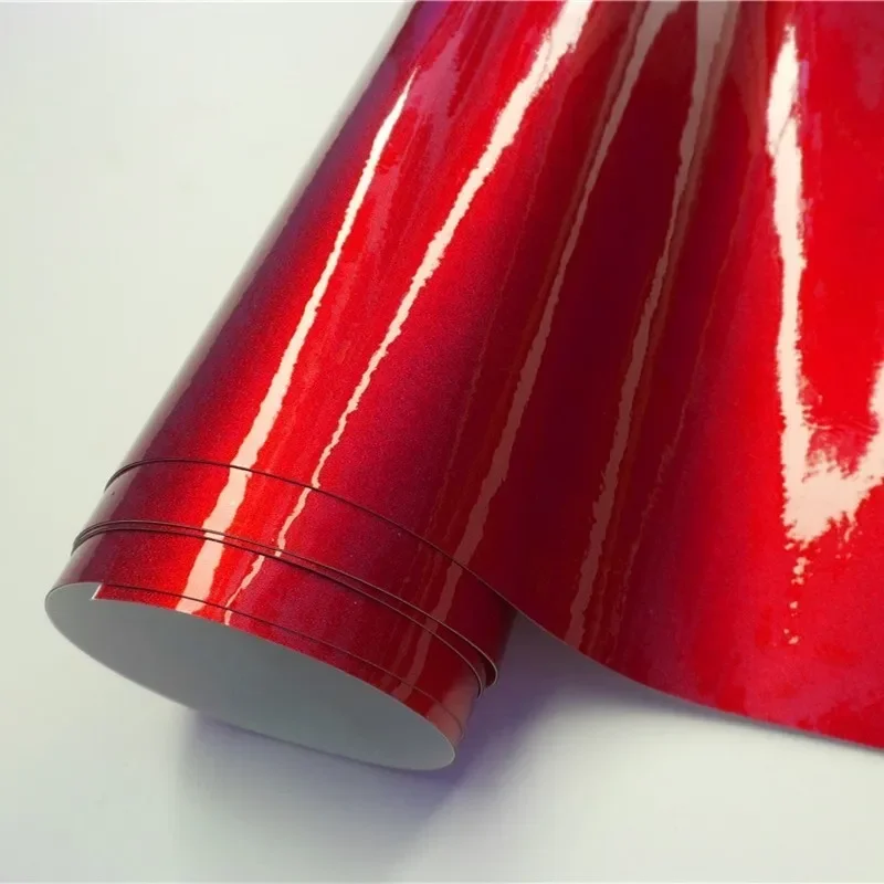 

Glossy Red Metallic Car Vinyl Wrap Film Wrapping Foil Car Sticker Decal For Motor Computer Furniture Auto Graphic