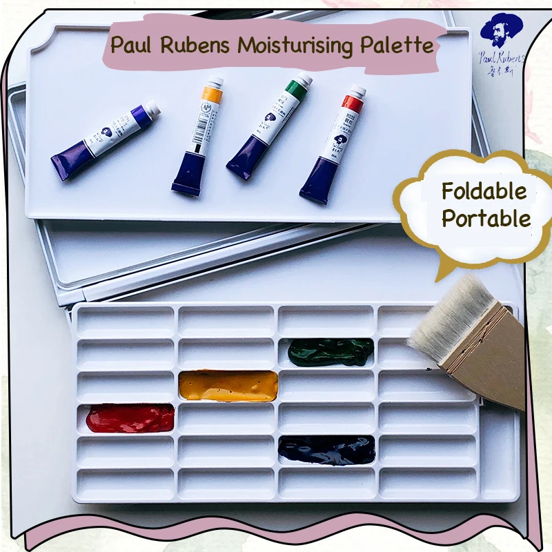 Paul Rubens Portable Watercolor Paint Moisturising Palette 24 Grids Multifunctional Palette Professional Painting Sketching