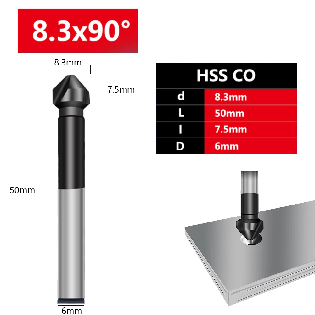 

90 Degree Countersink TiAlN Coated Chamfer Drill Bit 3 Flutes Angle Point Bevel Cutting Cutter Deburring Reaming Chamfering Tool