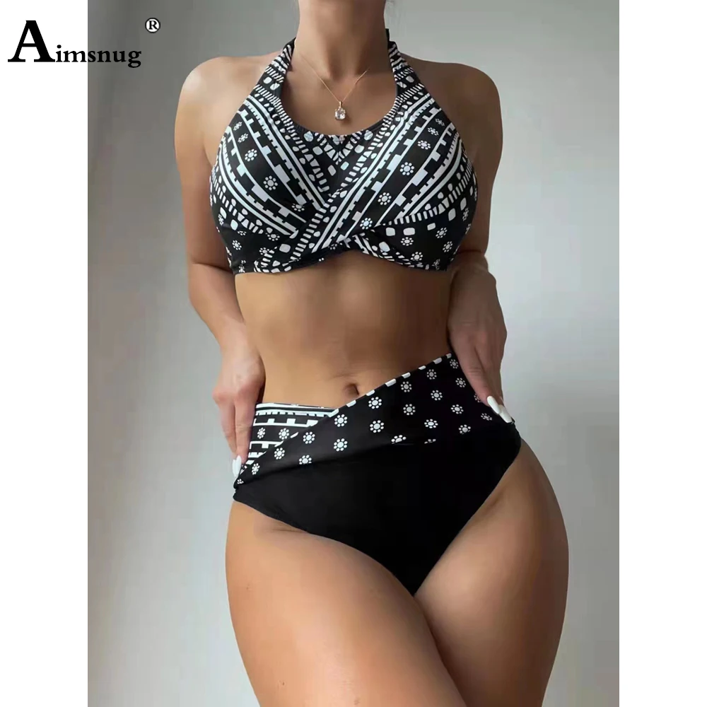 

Women High Cut Bikini Set Halter Two Pieces Swimwear Fashion Dots Striped Swimsuits 2022 Summer New Sexy Push Up Swim Clothing