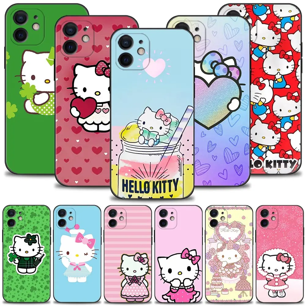

Phone Case For Apple iPhone 13 12 11 Pro Max Mini XS XR X 7 8 6 6S Plus 5 5S SE Cover Silicone Bumper Hello Kitty Hand Love