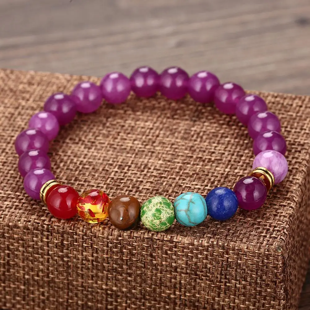

Decorative Round Edges Women Men Chakra Bracelets Healing Wrist Chain for Everyday Wear