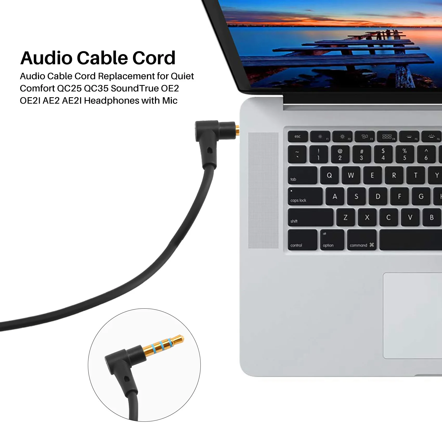 Фото Запасной аудиокабель DTC5 для наушников Quiet Comfort QC25 QC35 SoundTrue OE2 OE2I AE2 AE2I с микрофоном №5