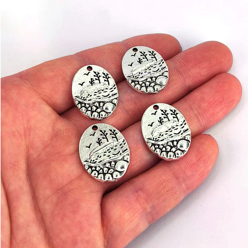 

50pcs tree and bird lake Mixed Metals Nature Camping Hiking pendant charm girl Jewelry gift for women DIY Accessories