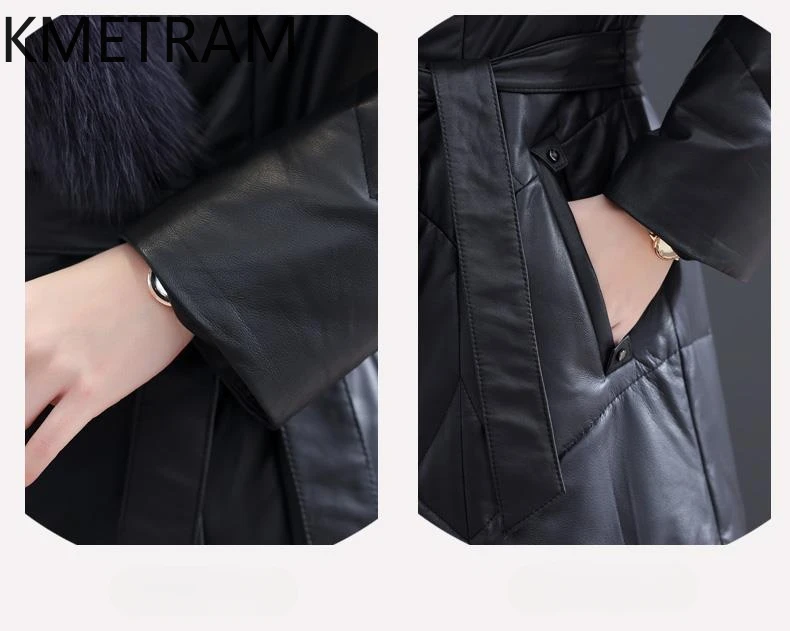 Зимняя женская куртка на пуху из 100% овчины верхняя одежда длинное пальто с