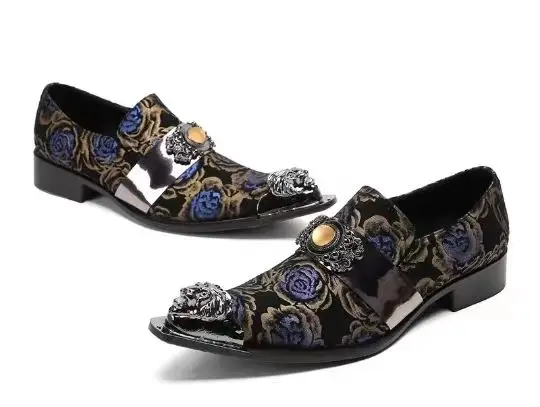 Мужские туфли в британском стиле повседневная кожаная обувь с цветами деловые