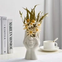 creative face vase simple home decoration accessories ceramic statue crafts modern living room desktop flower arrangement vase
