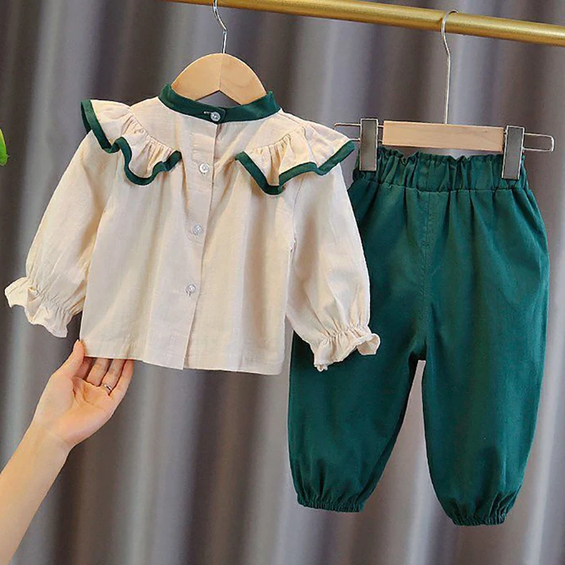 

Pants For Girls Sets Clothes Kids Children Clothes + Blouses Bowknot Outfits Clothing Sweet 2pcs Bloomers Autumn Spring Tops Set