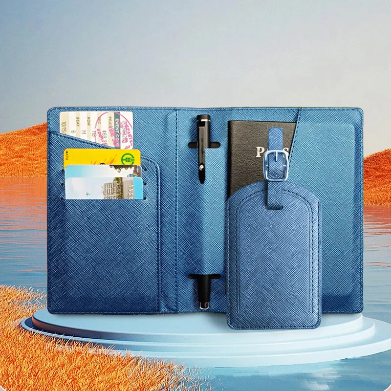 

Simple Pu Leather Passport Cover Flying Luggage Tag Portable Boarding Label Bag Bank Credit Card Name Address Holder Accessories