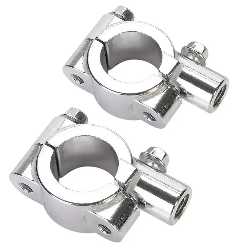 

7/8" Inch 22mm Handlebar 10mm Thread Motorcycle Mirror Mount Clamp Rear View Mirror Holder Adapter Silver Black
