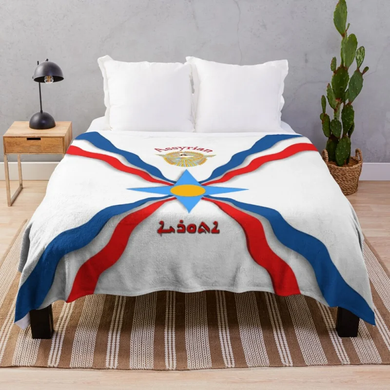 

Assyrian Flag Lash Bed Plush Sherpa Woven Art Fluffy Anti-Pilling Flannel Throw Blanket
