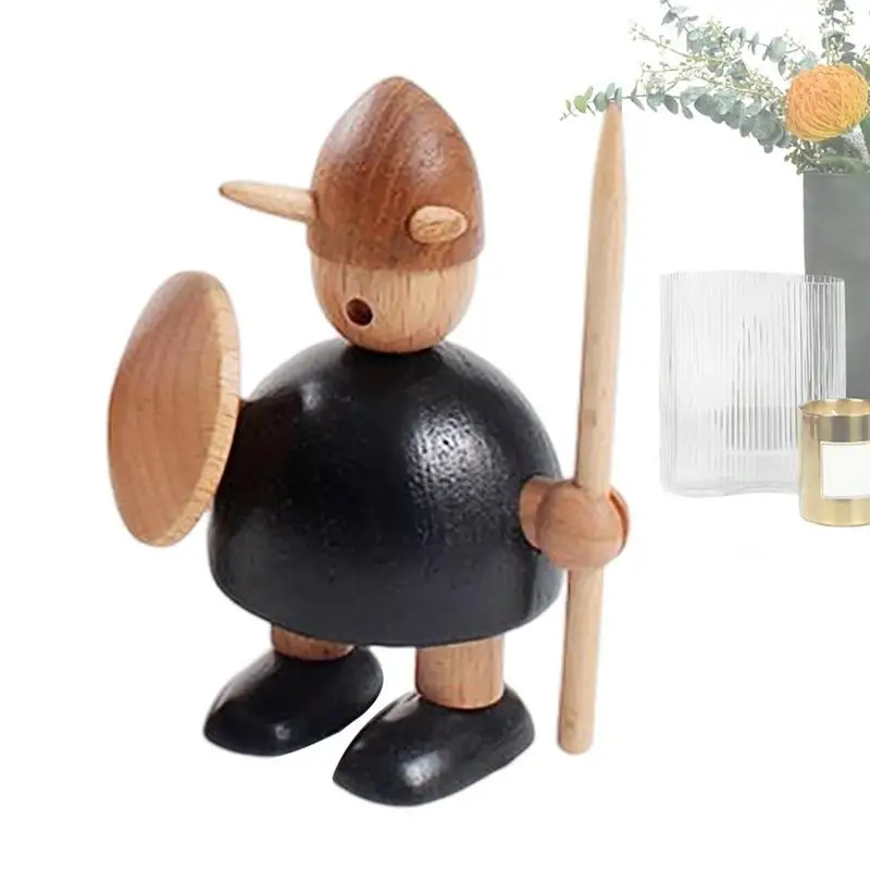 

Wooden Puppet Beech Wood Sculpture Decor Nordic Viking Miniature Puppet Creative Figurines Home Decor Statue Gift For Kids