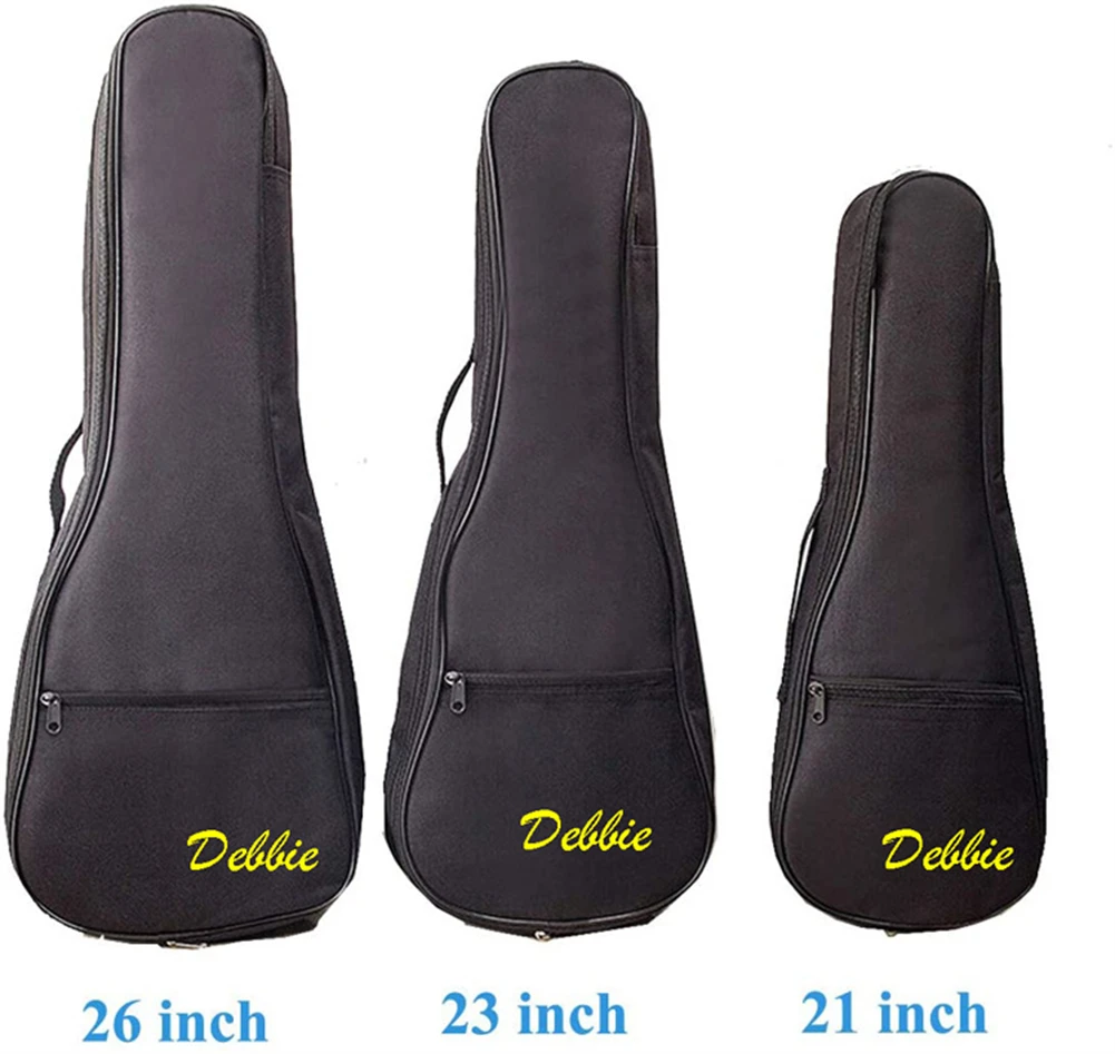 

21/23/26 Inch Ukulele Bag Padded Zippers Pockets Black Adjustable Strap Backpack Case Thickened Storage Gig Bag Instrument Gear
