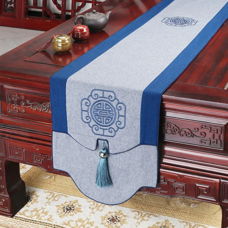 

Китайский водонепроницаемый вышитый настольный флаг, Многофункциональный Художественный Настольный коврик с кисточкой, домашняя фотография