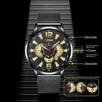 fashion heren horloges luxe merk rvs mesh belt quartz horloge voor mannen business casual lederen horloge reloj hombre