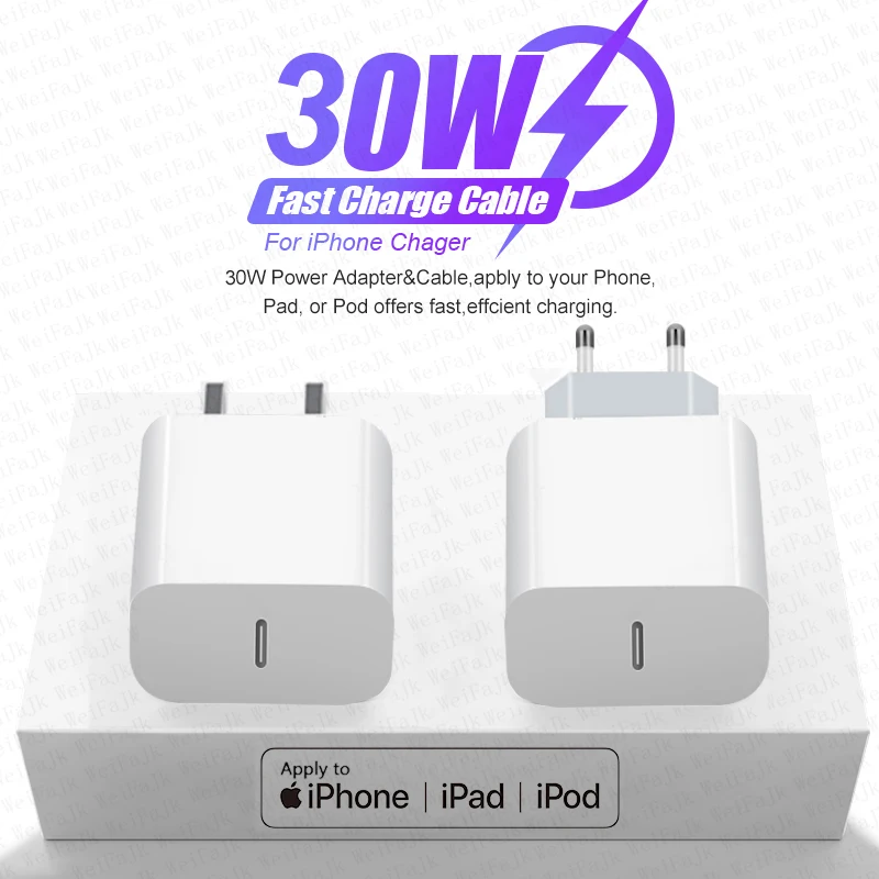 

For Apple Original PD 30W USB Type C Charger For iPhone 13 14 12 11 Pro Max Mini X XS XR 8Plus AirPods iPad Xiaomi Fast Charging